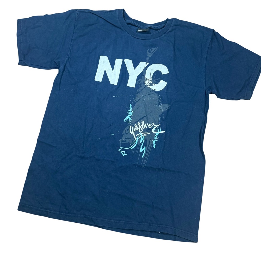 Vintage Quiksilver NYC Statue of Liberty Graphic T-Shirt Short Sleeve Tee Blue